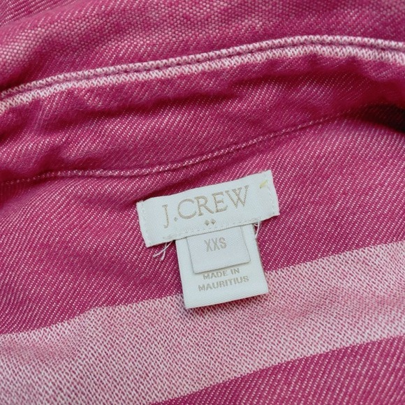 J. Crew Cotton Flannel Shirt Striped Pink and White Ombre Custom Bleach Dipped - Picture 6 of 7